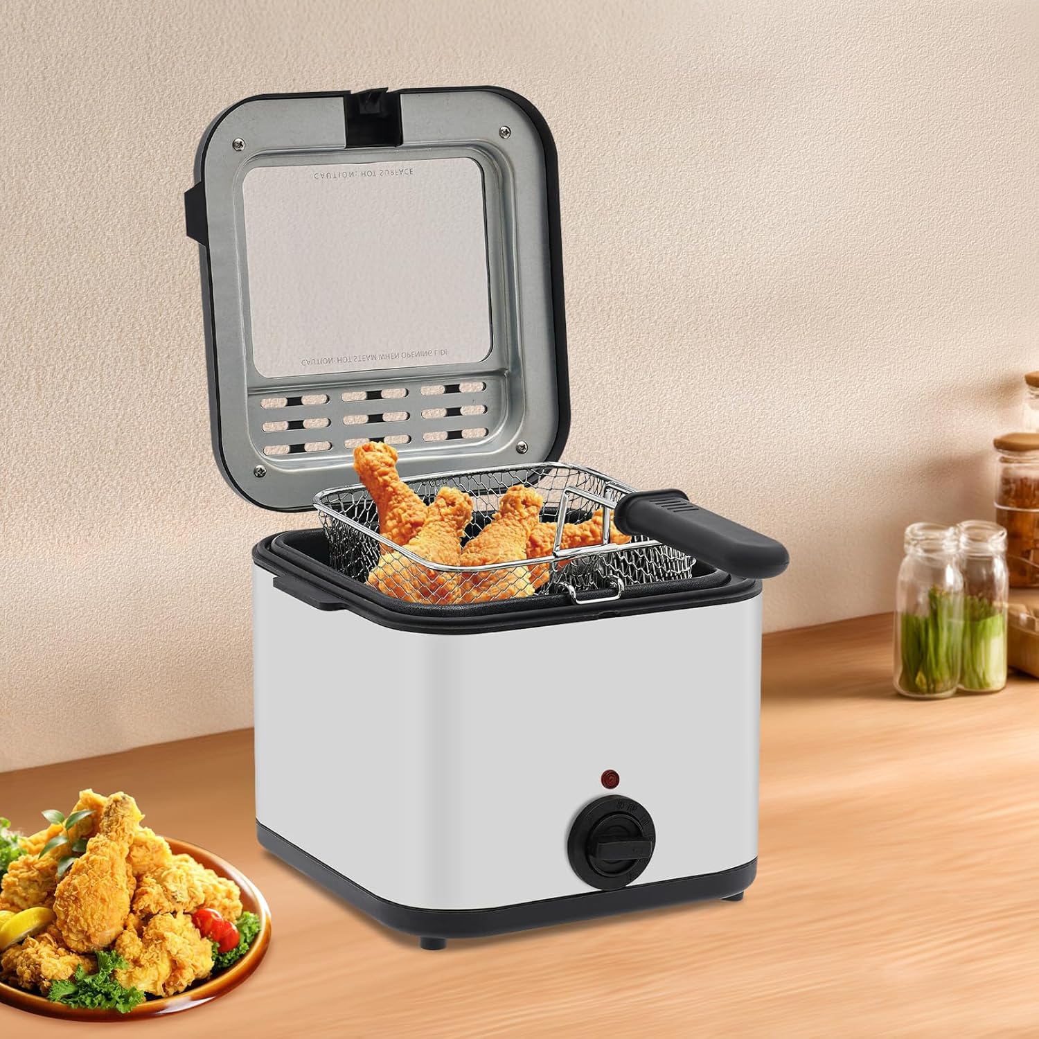Kitchen Appliances For Home - Countertop Electric Deep Fryer, 2.64qt 1000W